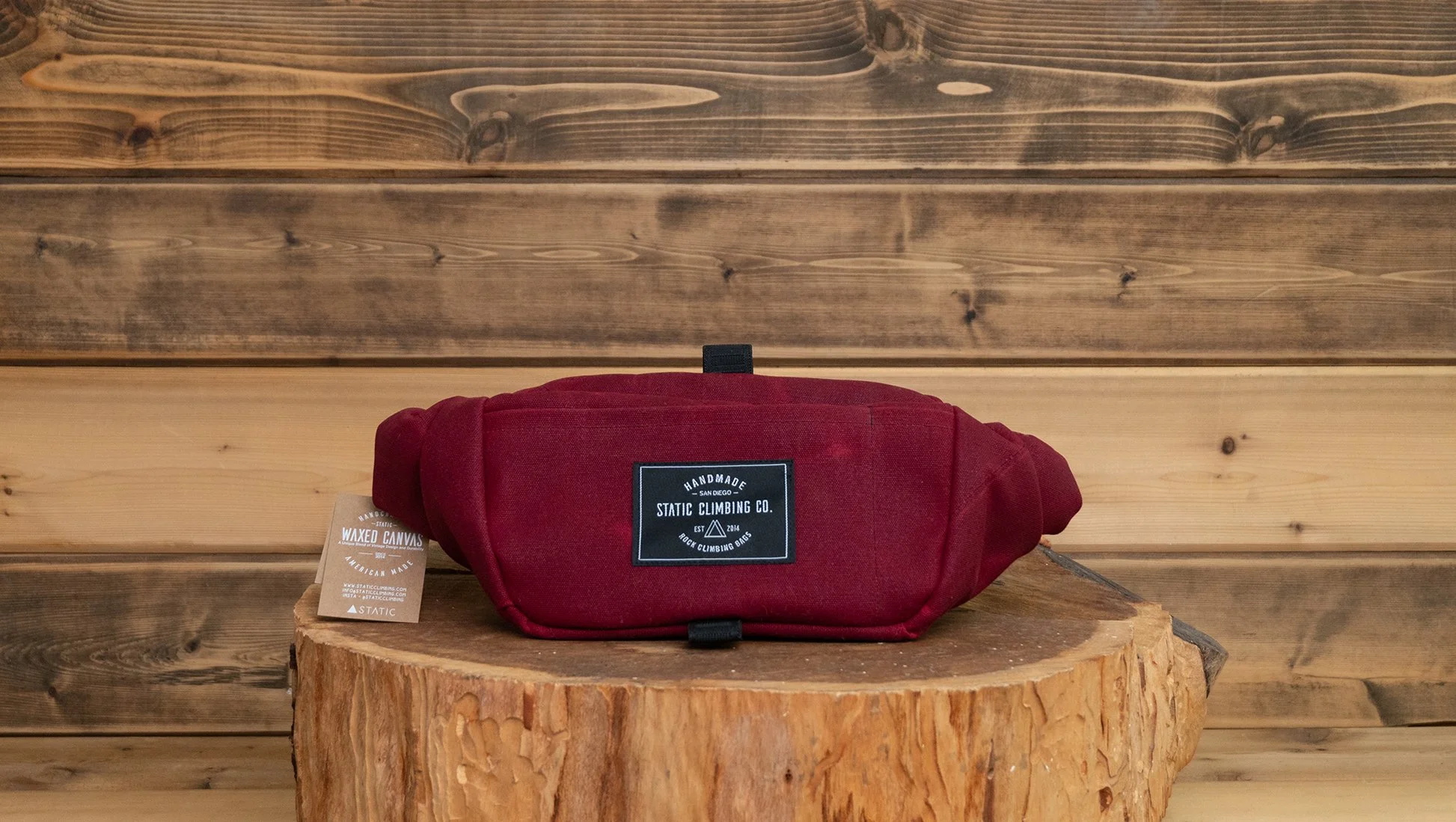 Waxed Canvas Chalk Bucket | OXBLOOD — △STΛTIC Climbing